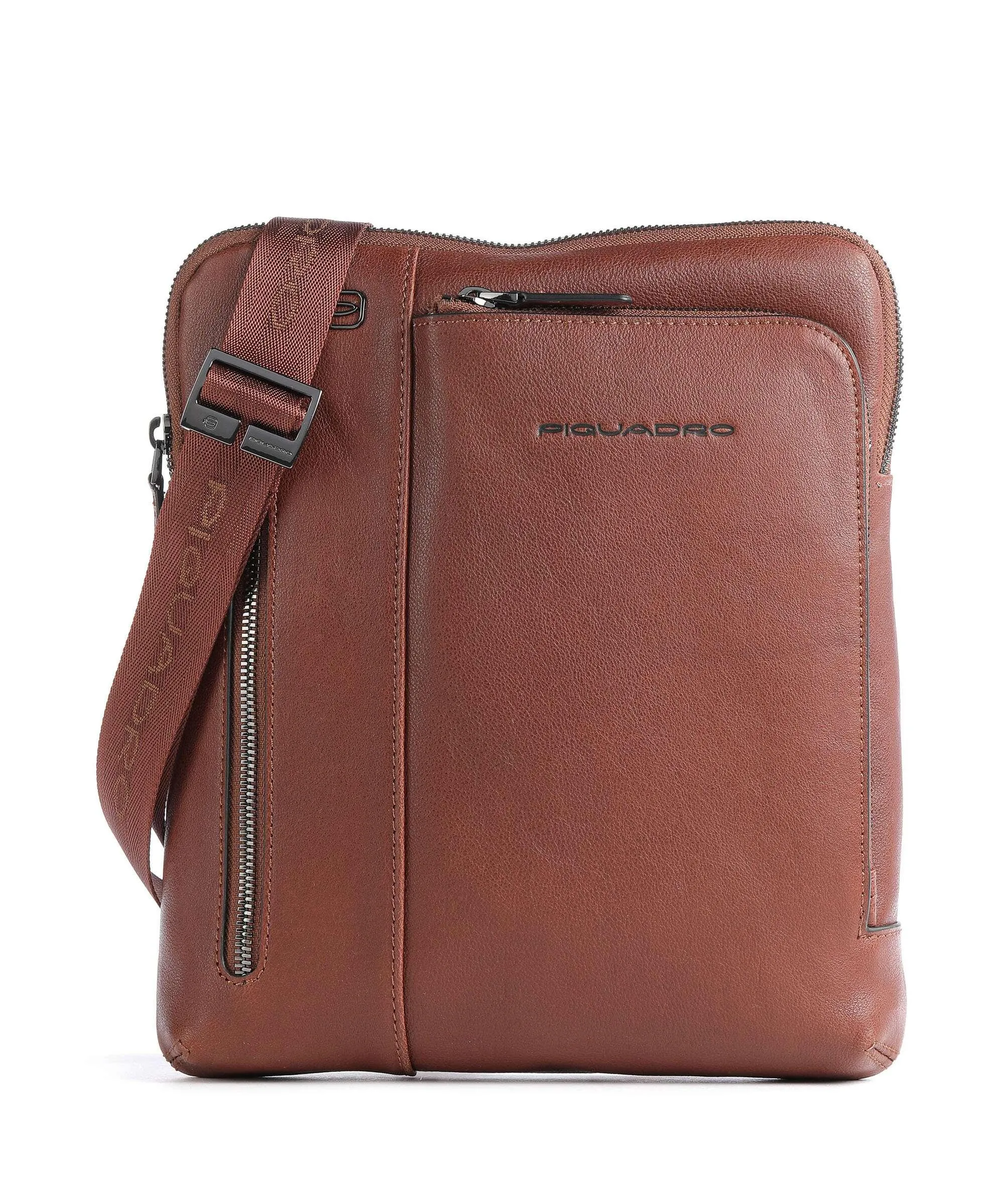  Piquadro Black Square Borsa a tracolla pelle granulata tabacco  