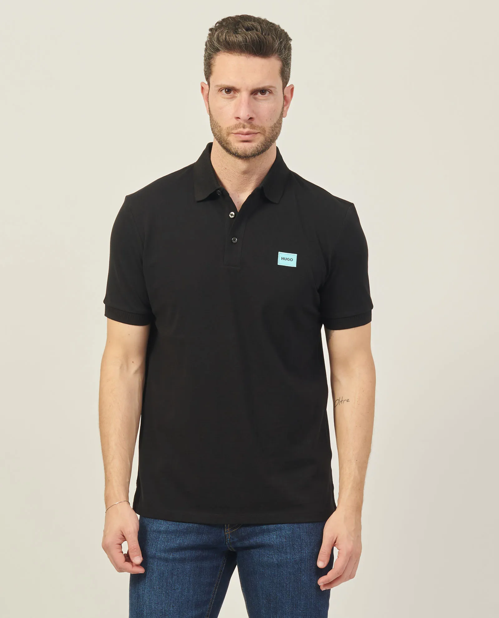 Polo Hugo slim fit in piquè di cotone con logo