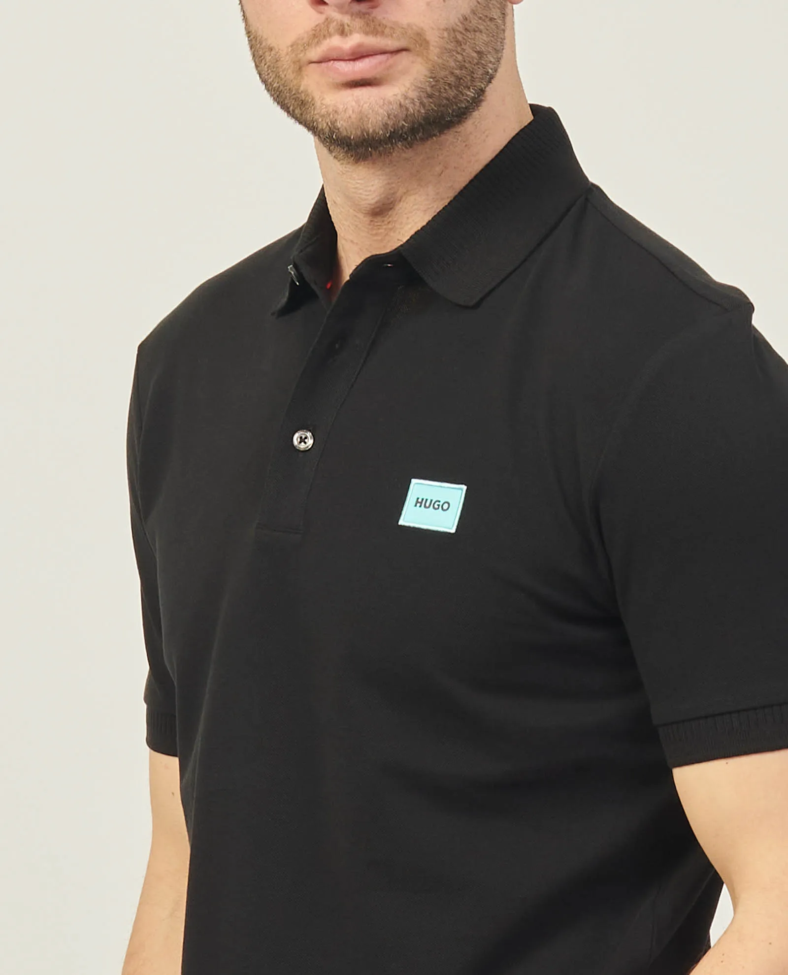 Polo Hugo slim fit in piquè di cotone con logo