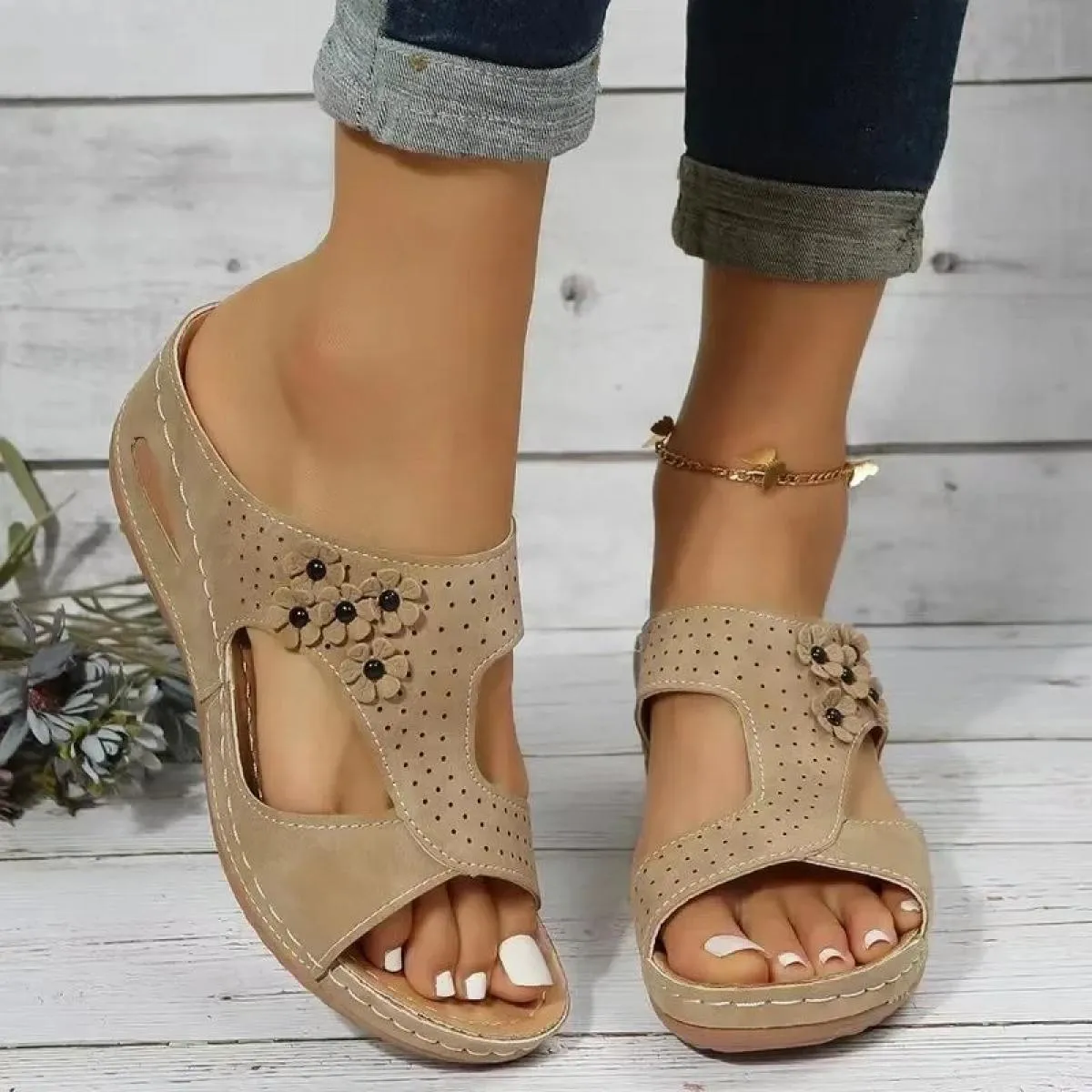 Sandali da donna Sandali estivi stile Roma per infradito Sandali piatti Scarpe casual estive da spiaggia