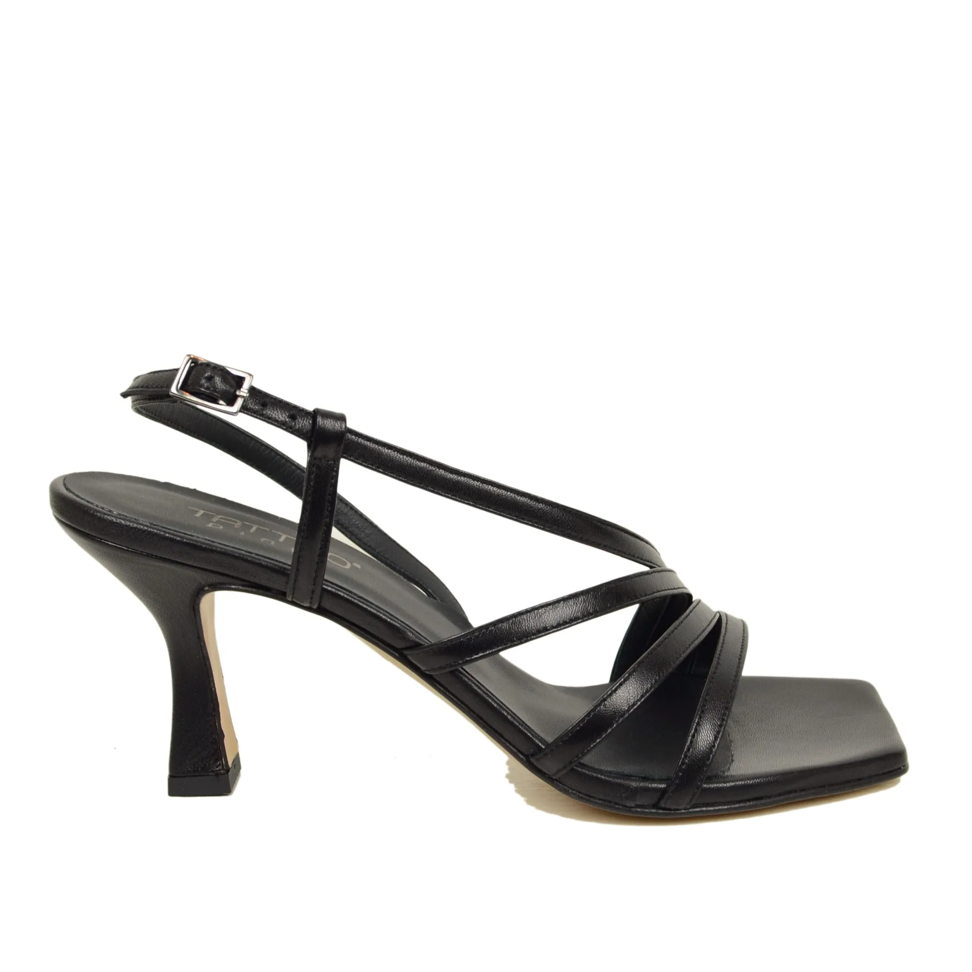 Sandali Donna Neri con Tacco Medio Made in Italy