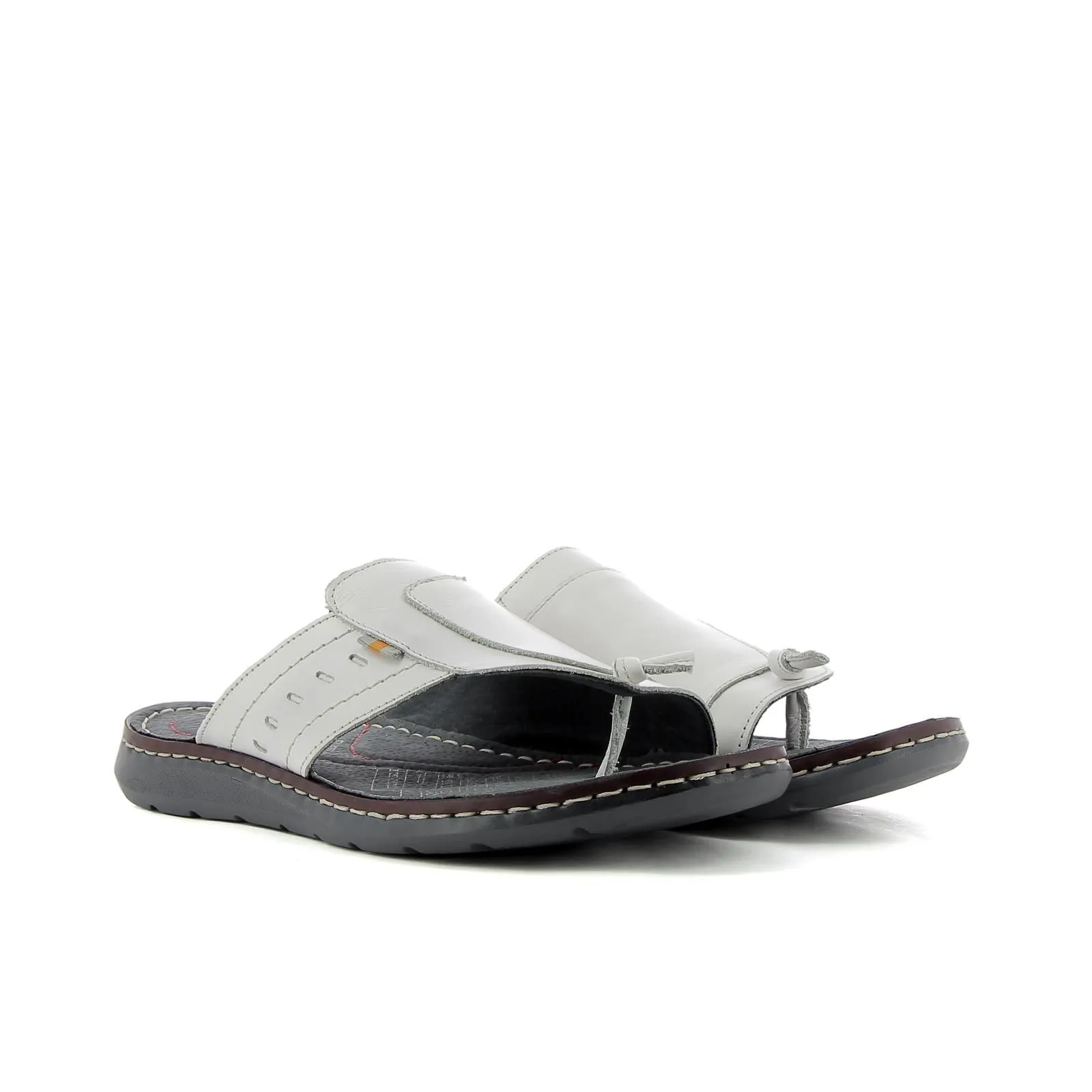 Sandali infradito bianchi in pelle con cuciture
