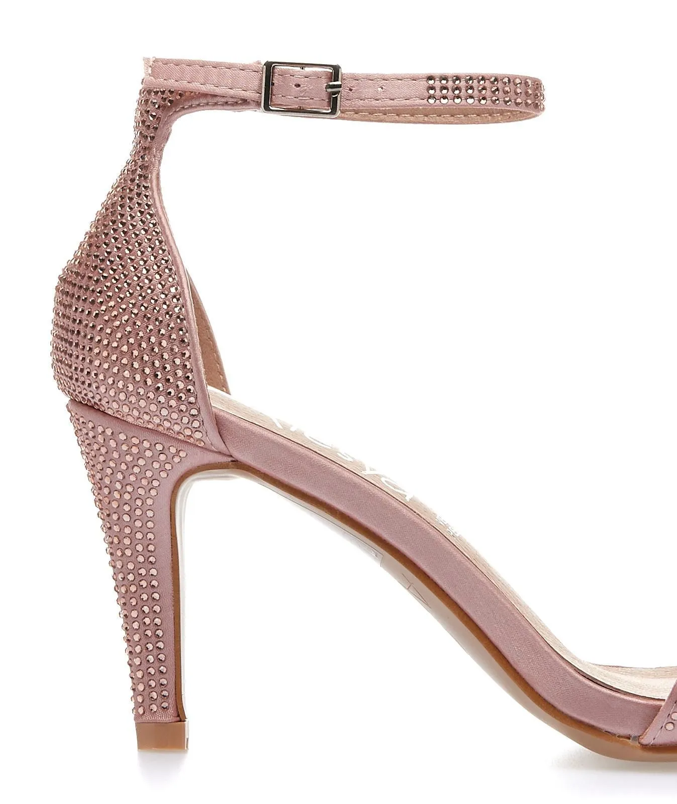 Sandali rosa con tacco e strass