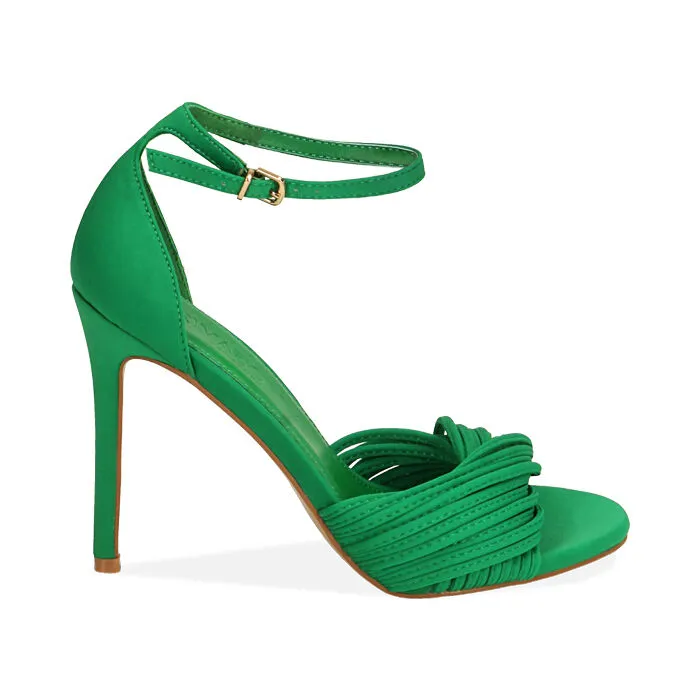 Sandali verdi in lycra, tacco 10,5 cm