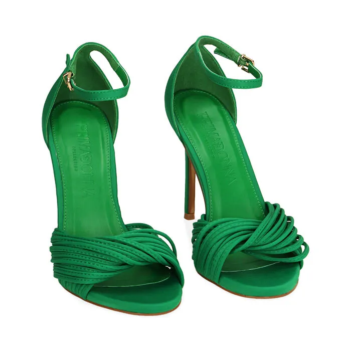 Sandali verdi in lycra, tacco 10,5 cm
