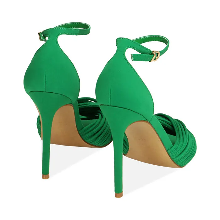 Sandali verdi in lycra, tacco 10,5 cm