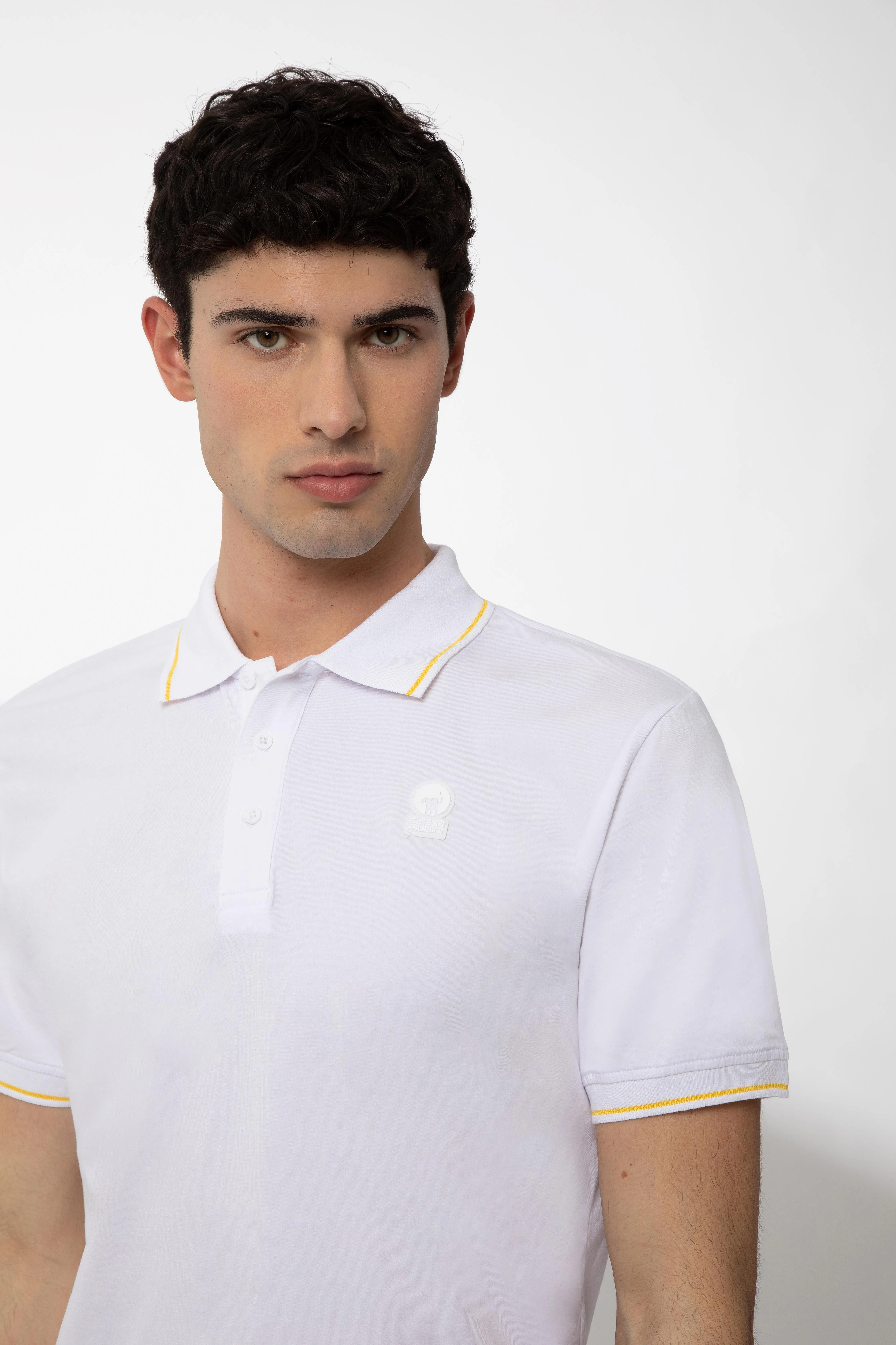 SAXON – Polo bianca in cotone stretch