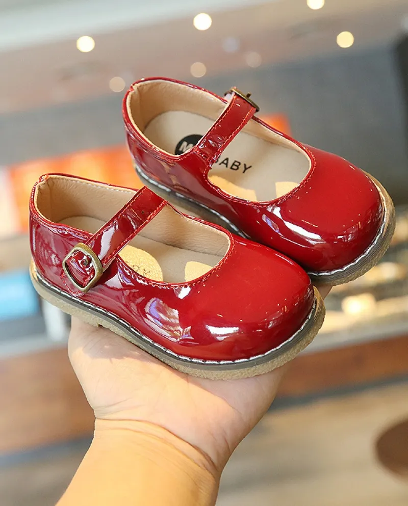 Scarpe in pelle per bambini Nuove scarpe da bambina con fondo morbido in velcro Scarpe da principessa