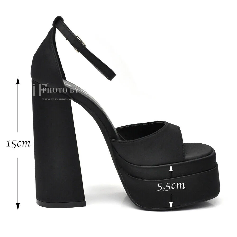 Scarpe Sandali Tacco Alto Plateau Platform Da Sera Donna Cerimonia 8385