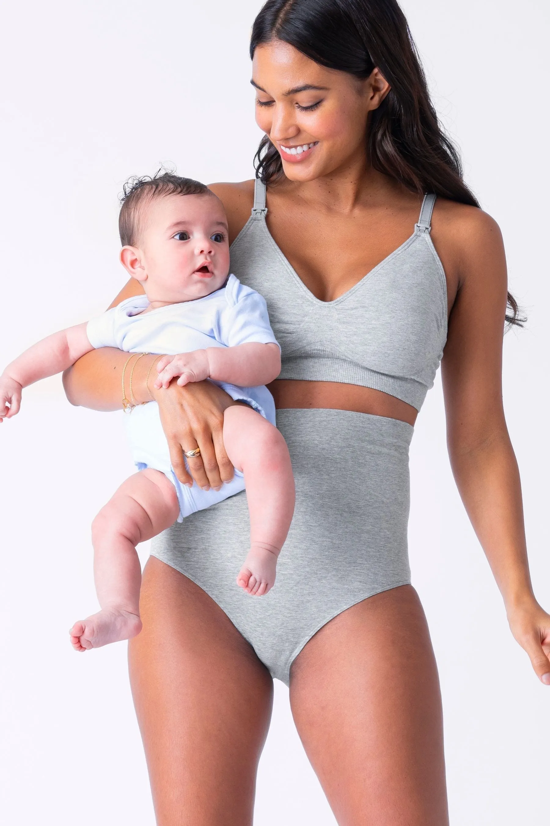 Seraphine Grigio e Rosa cipria - Slip modellante premaman - Confezione doppia