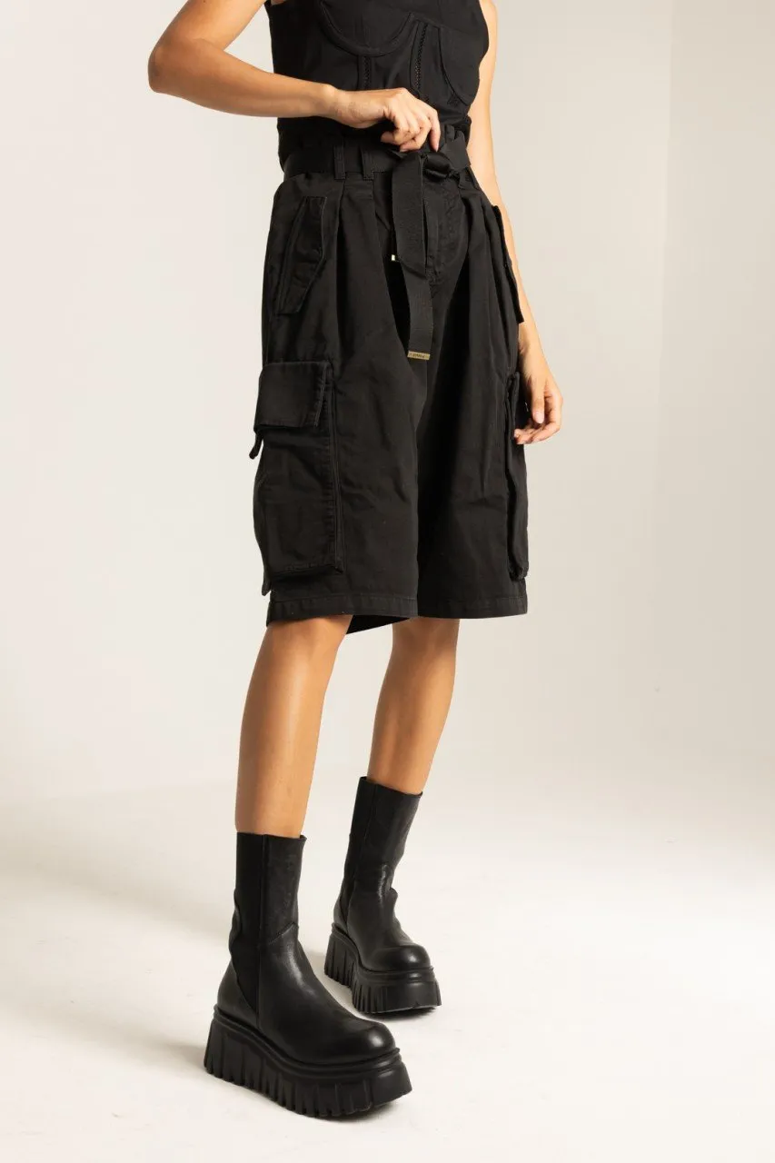 Shorts cargo con cintura NERO CAVIALE