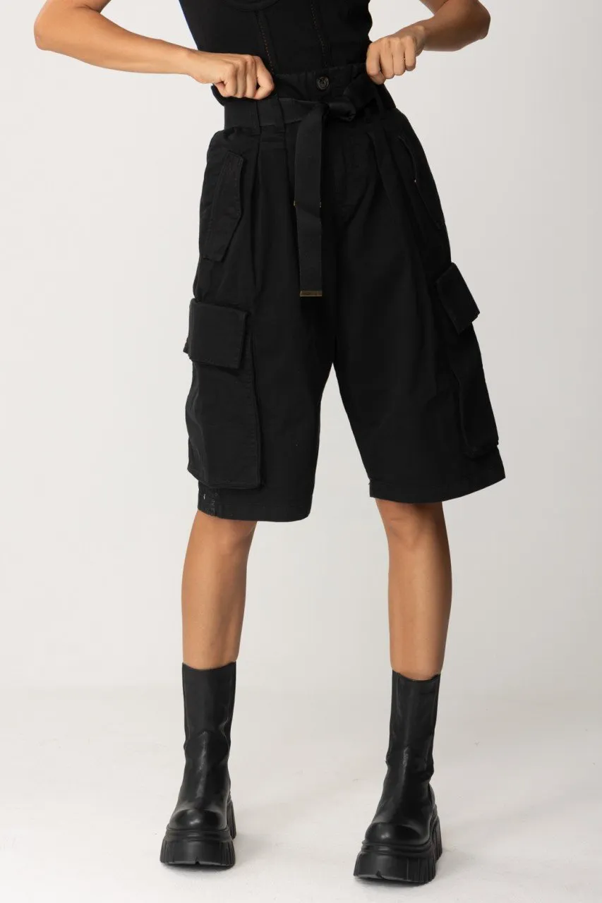 Shorts cargo con cintura NERO CAVIALE