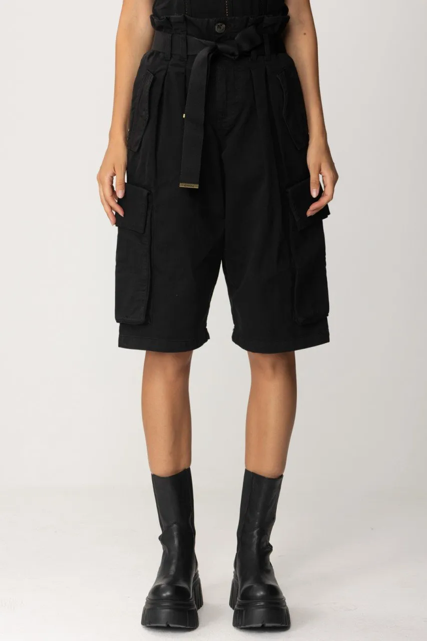 Shorts cargo con cintura NERO CAVIALE
