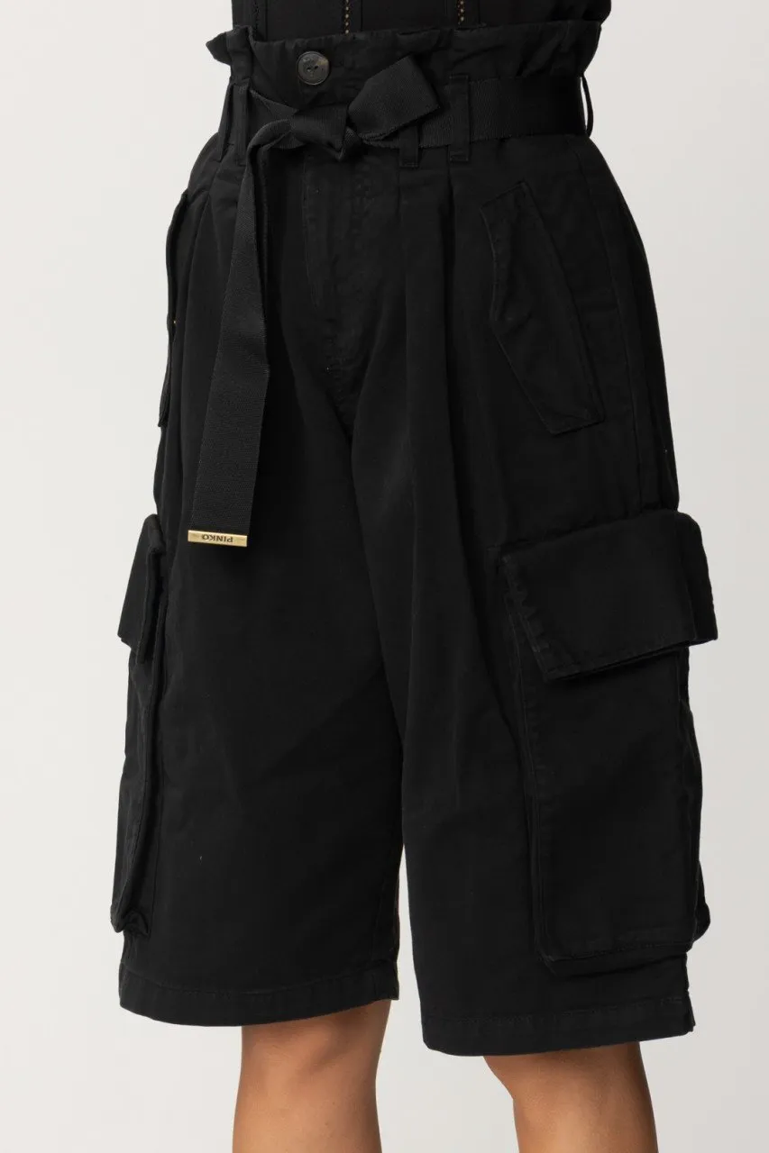 Shorts cargo con cintura NERO CAVIALE