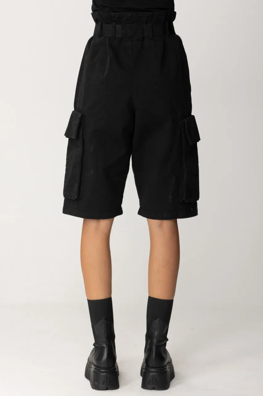 Shorts cargo con cintura NERO CAVIALE