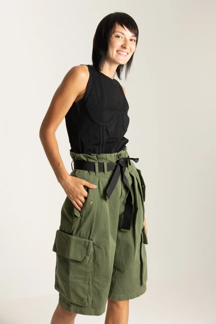 Shorts cargo con cintura VERDE CIPRESSO