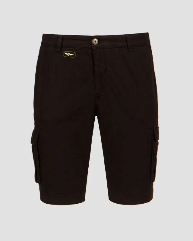 Shorts cargo neri da uomo Aeronautica Militare