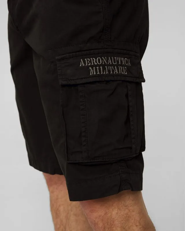 Shorts cargo neri da uomo Aeronautica Militare