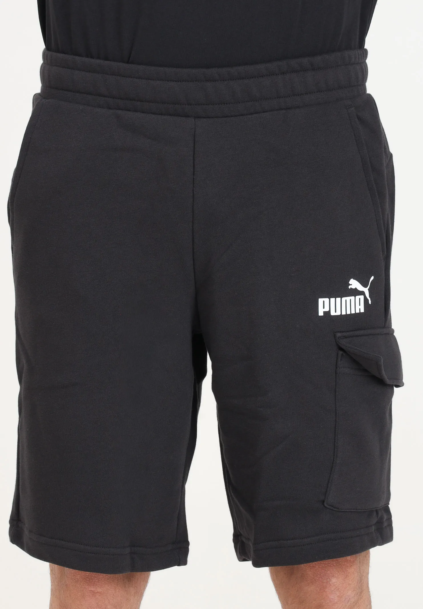 Shorts da uomo neri con stampa logo ESS Cargo