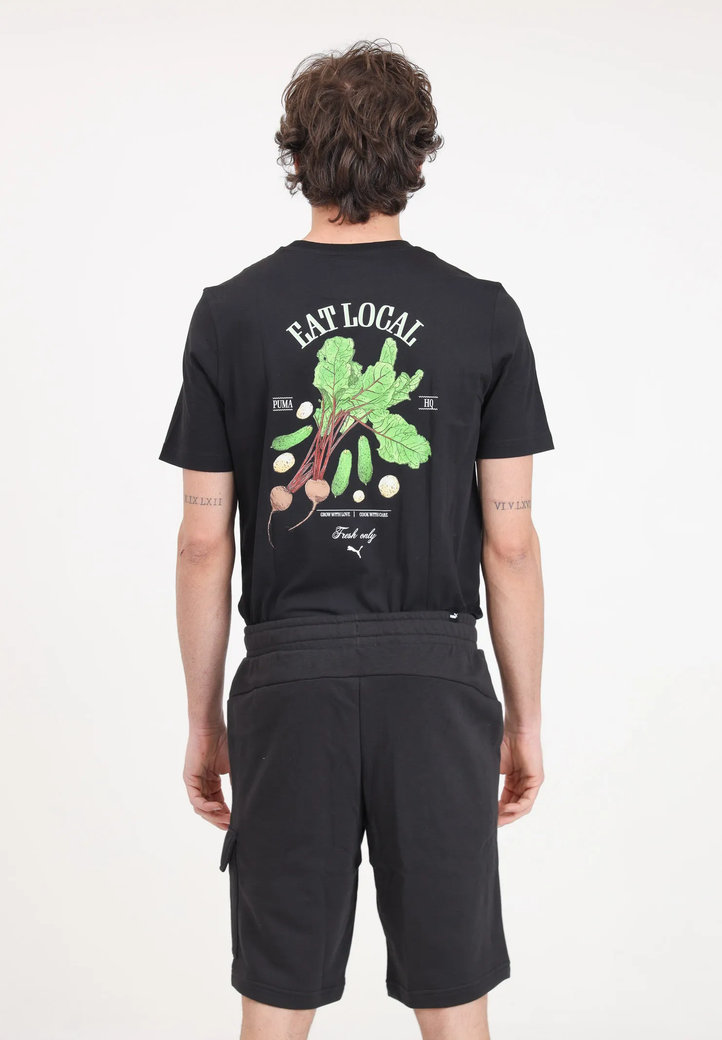 Shorts da uomo neri con stampa logo ESS Cargo