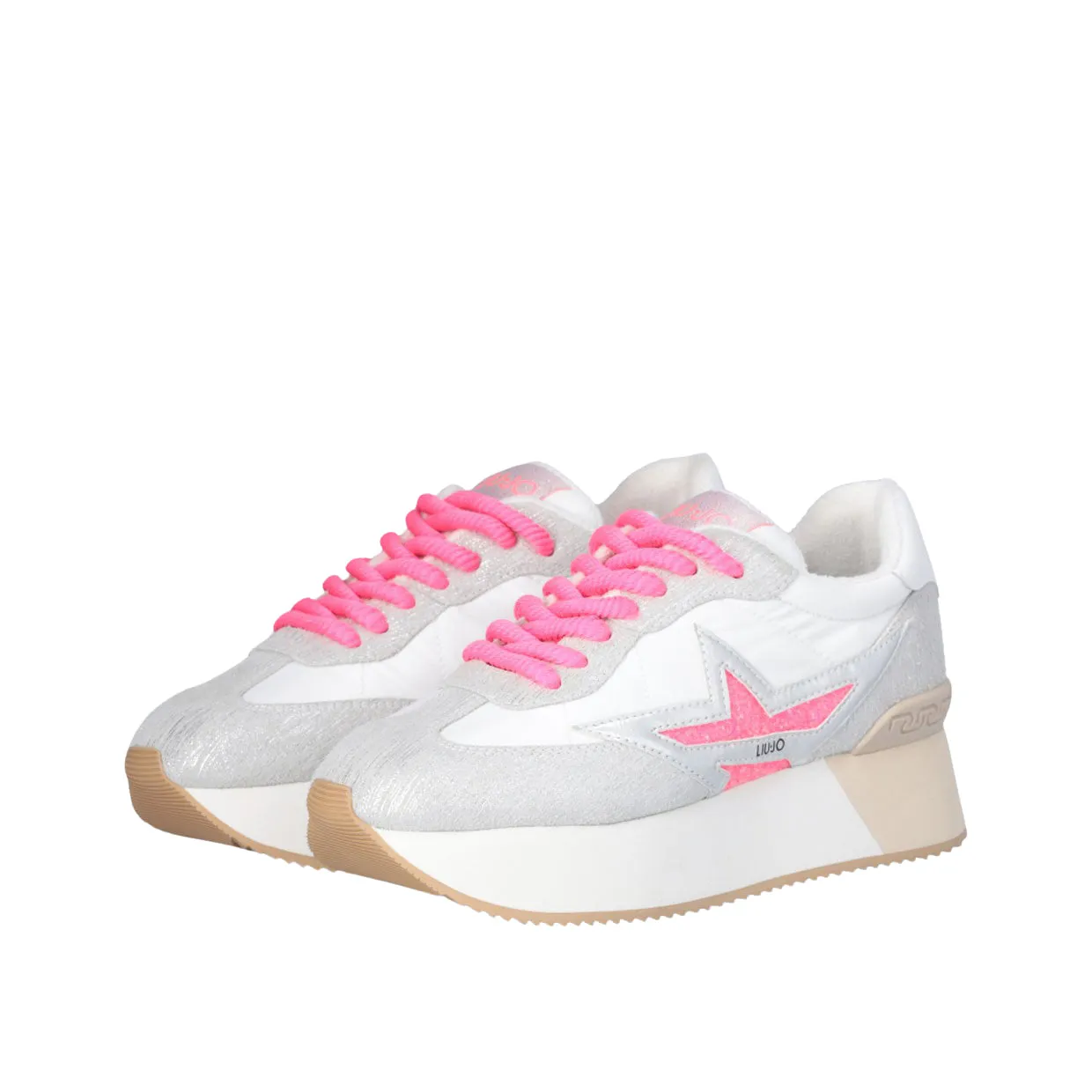 Sneakers Donna Liu-Jo Stella Glitter Platform Grigio / Bianco / Rosa