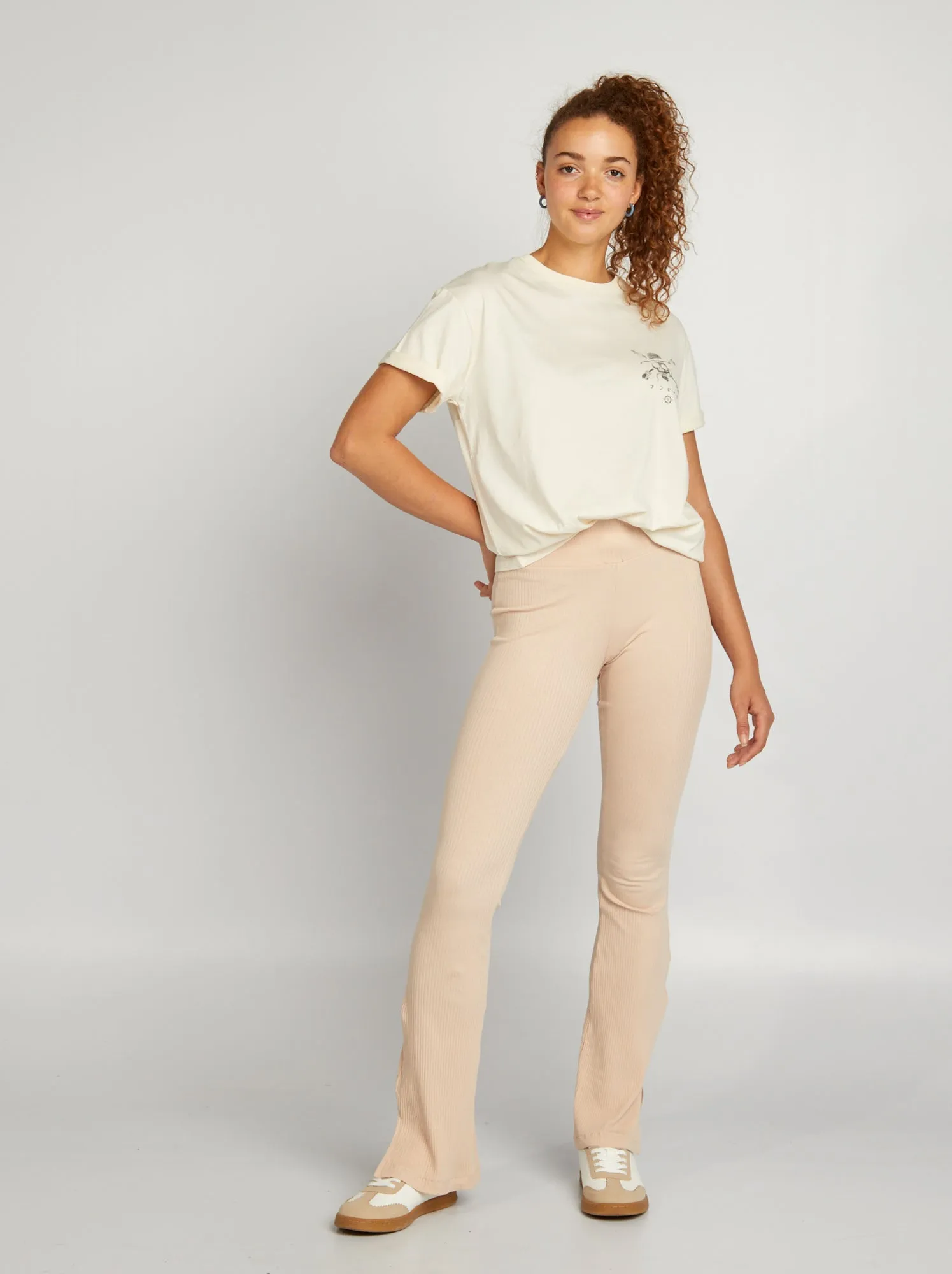 T-shirt larga con stampa delavé 'One Piece' - BIANCO