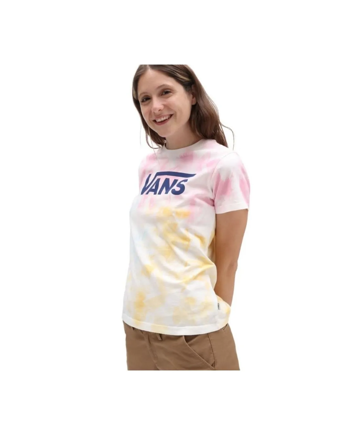 T-shirt rosa Tie Dye con logo Wash Crew Cradle di Vans