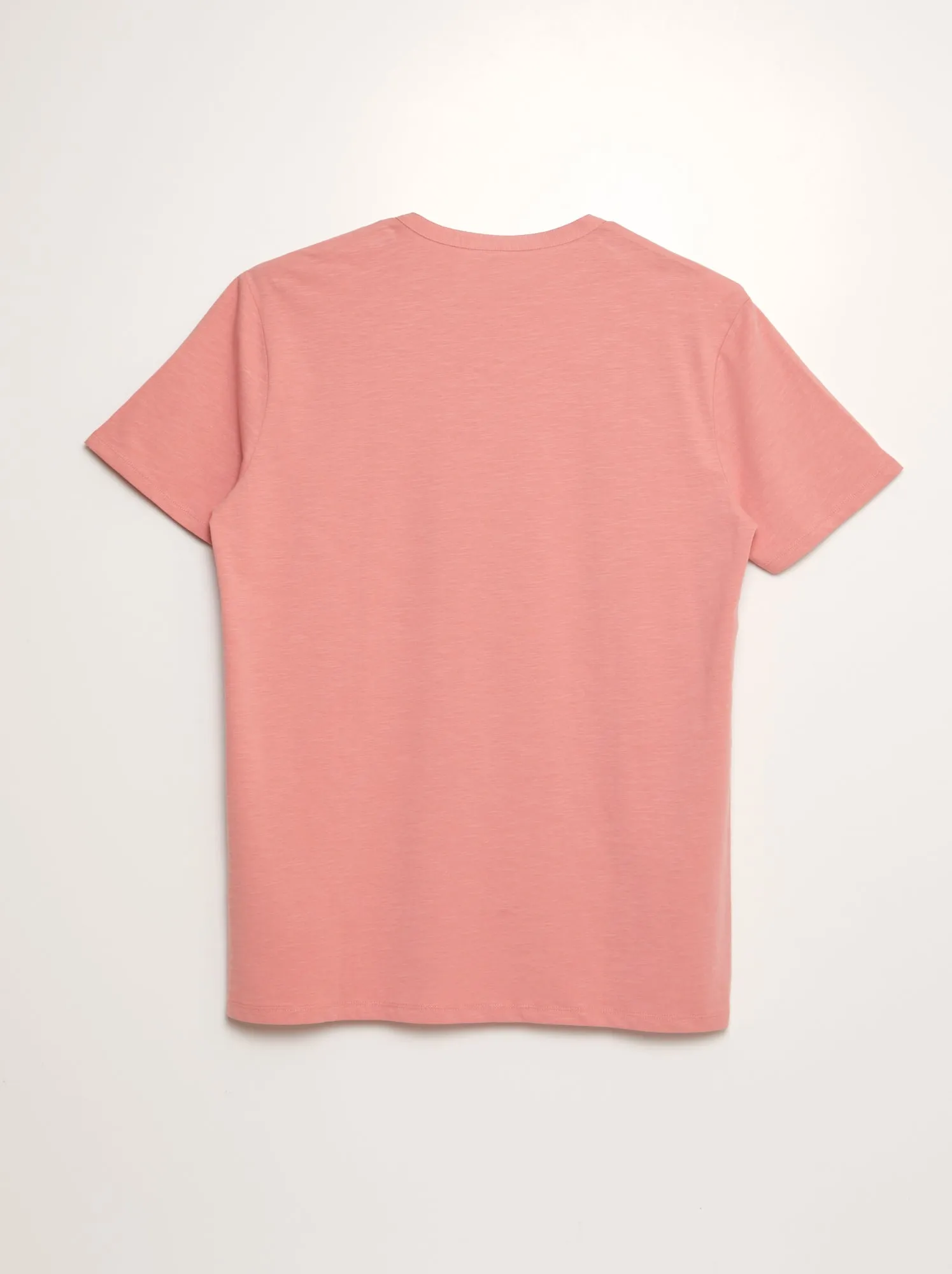 T-shirt tinta unita con collo serafino - rosa