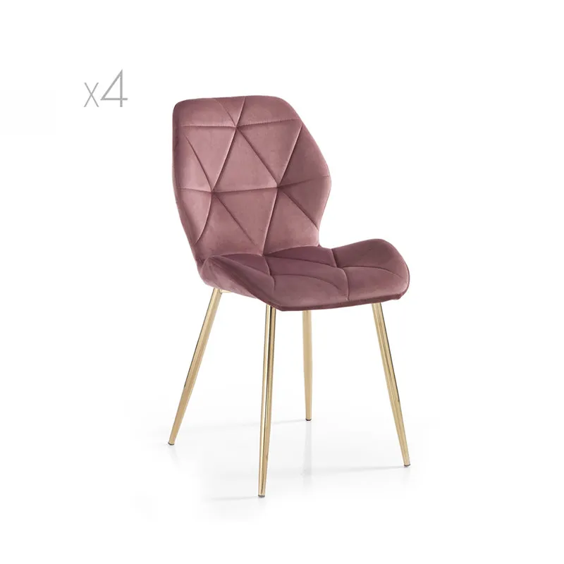 Tomasucci Set da 4 sedie New Kemy, rosa cipria/oro