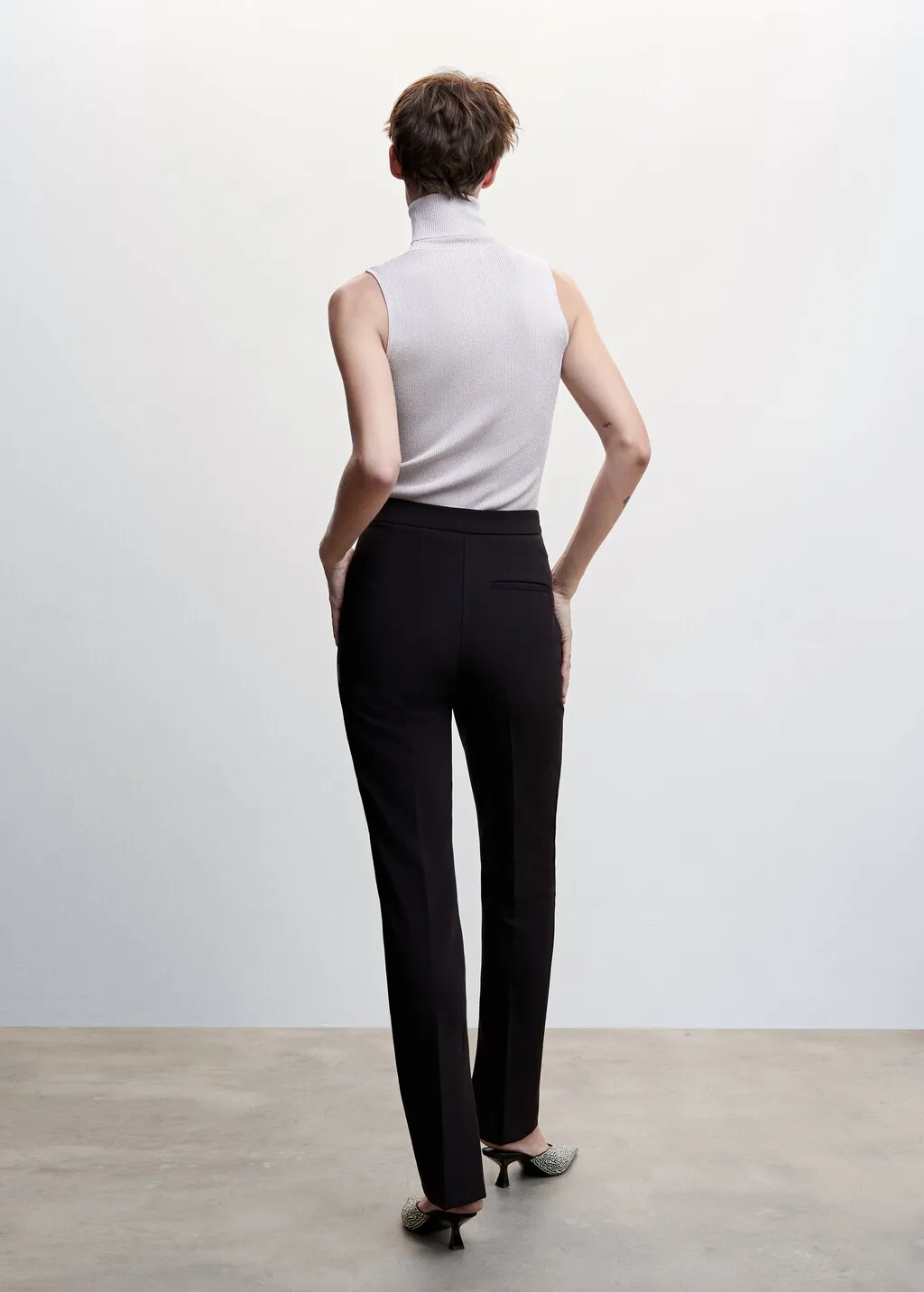 Top maglia collo con risvolto