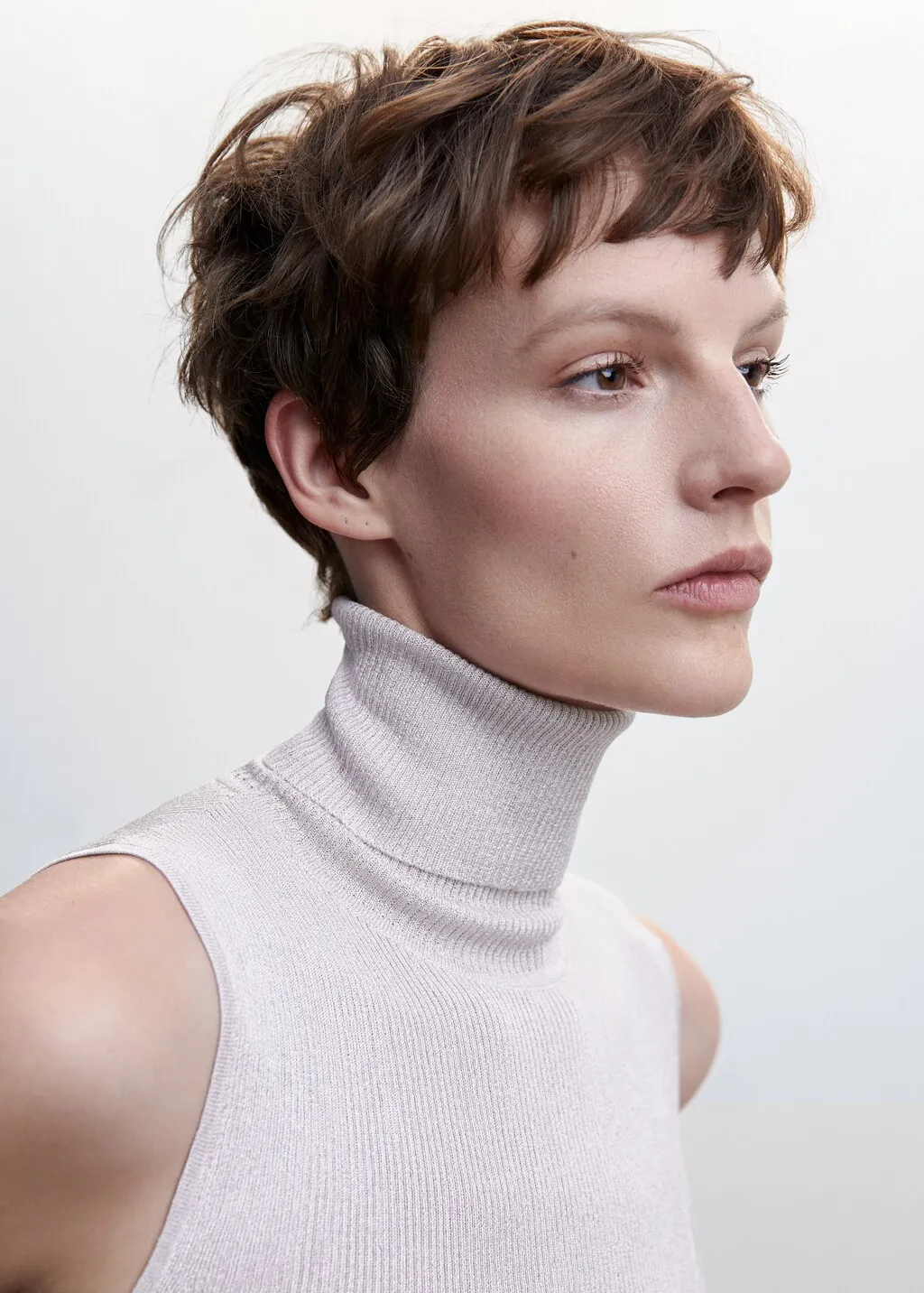 Top maglia collo con risvolto