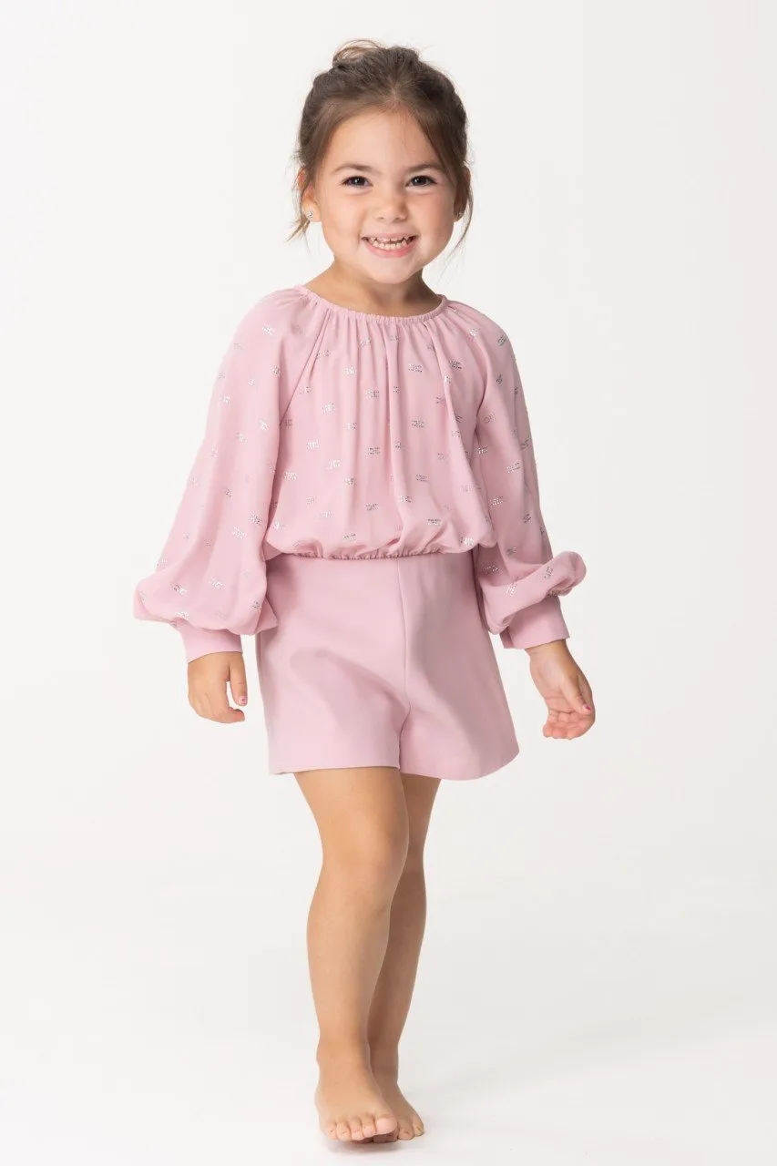 Tuta corta con ricamo in strass SOFT BERRY