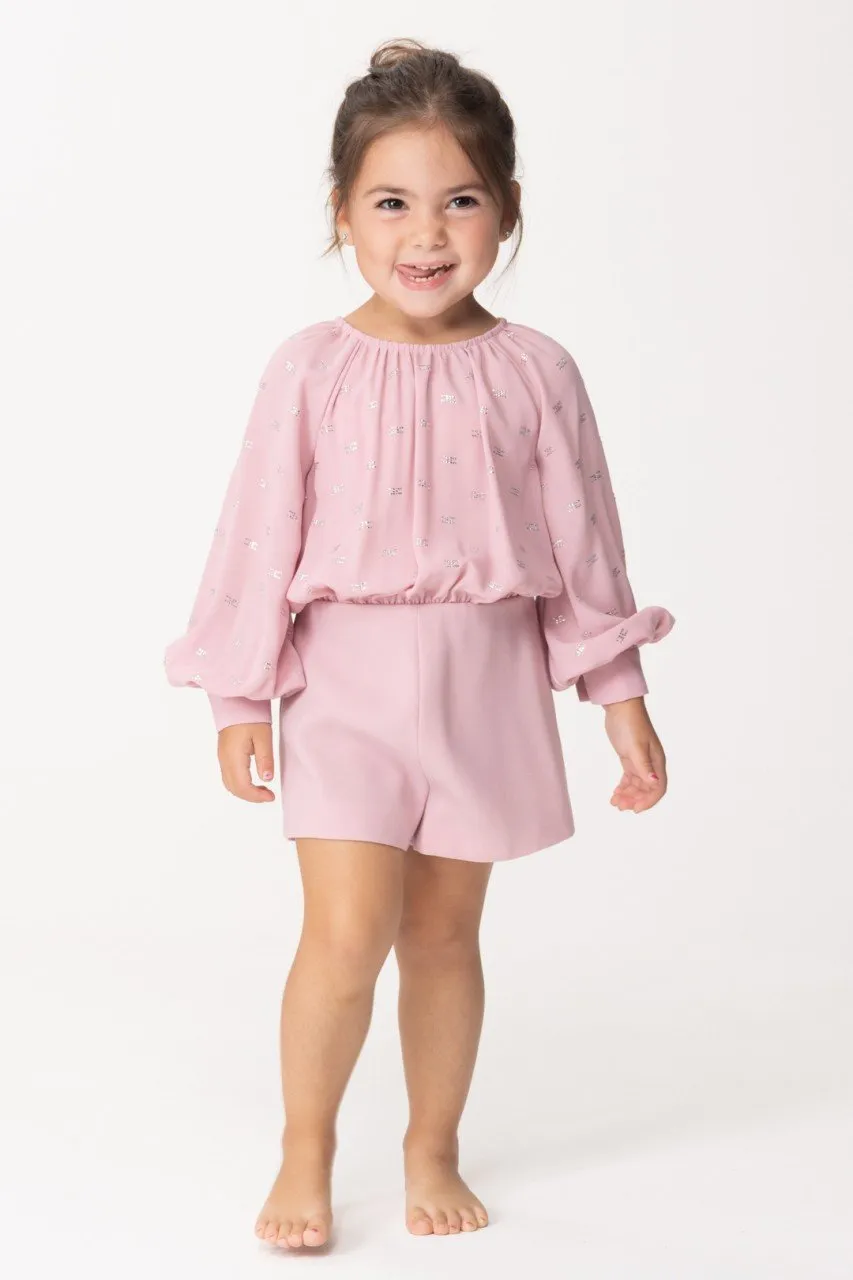 Tuta corta con ricamo in strass SOFT BERRY