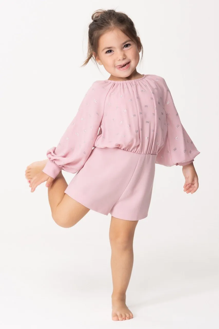 Tuta corta con ricamo in strass SOFT BERRY