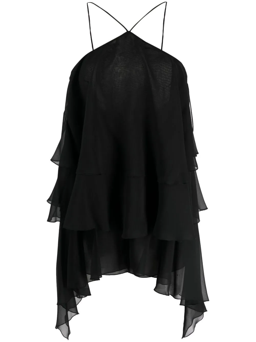 Tuta corta con ruches in nero - donna