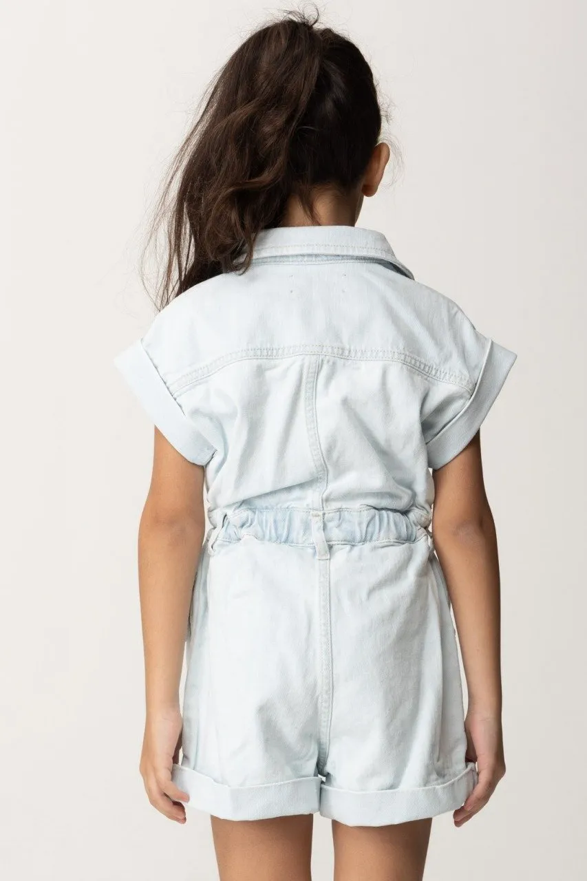 Tuta corta in denim LIGHT DENIM