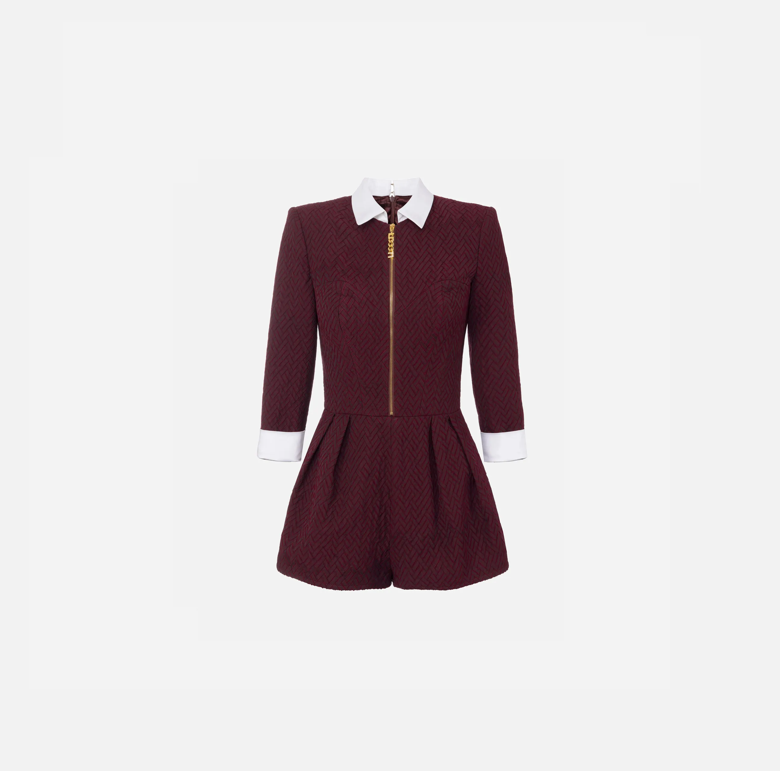 Tuta corta in tweed resca con zip