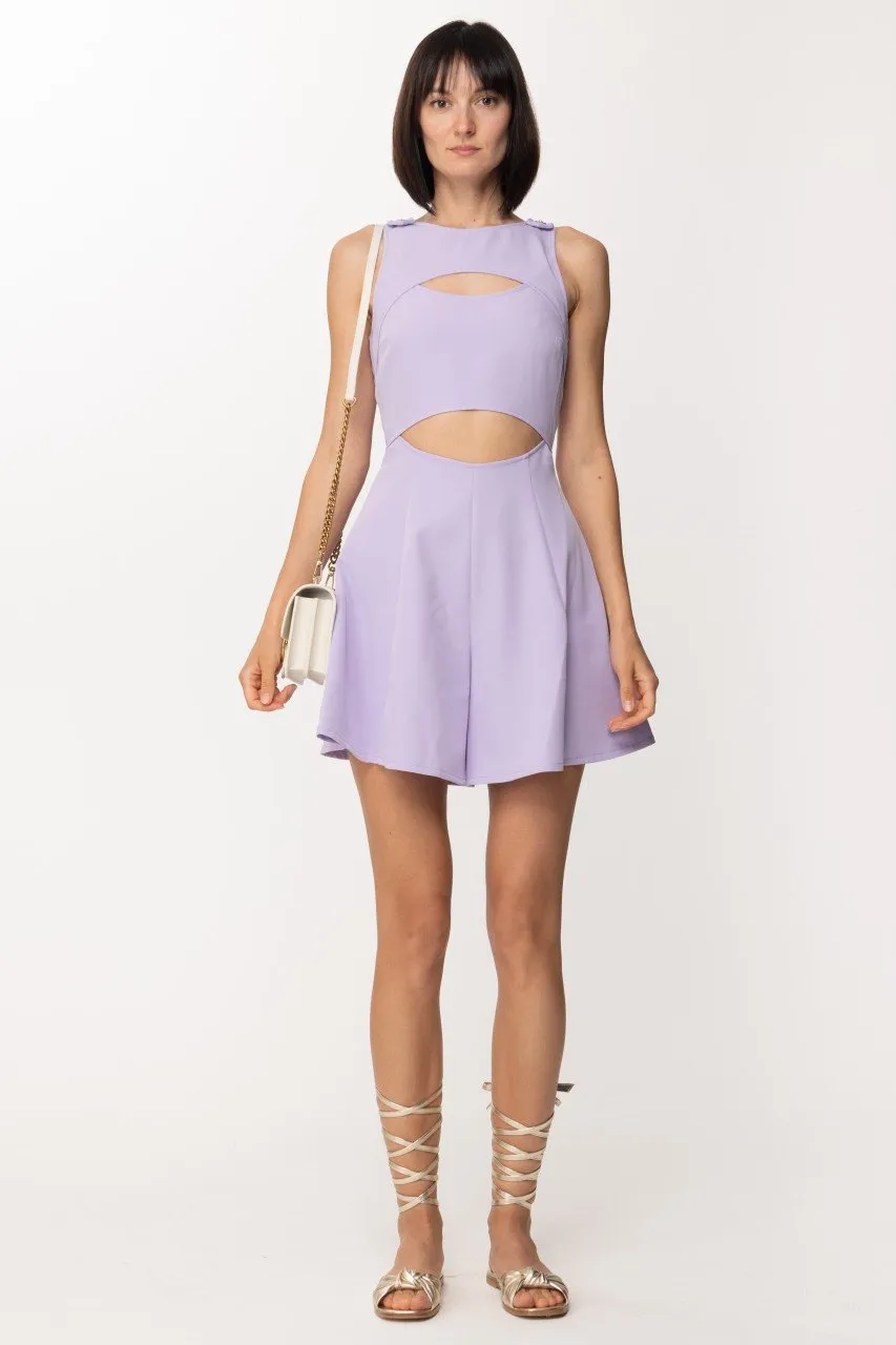 Tuta corta svasata con cut-out PASTEL LILIAC