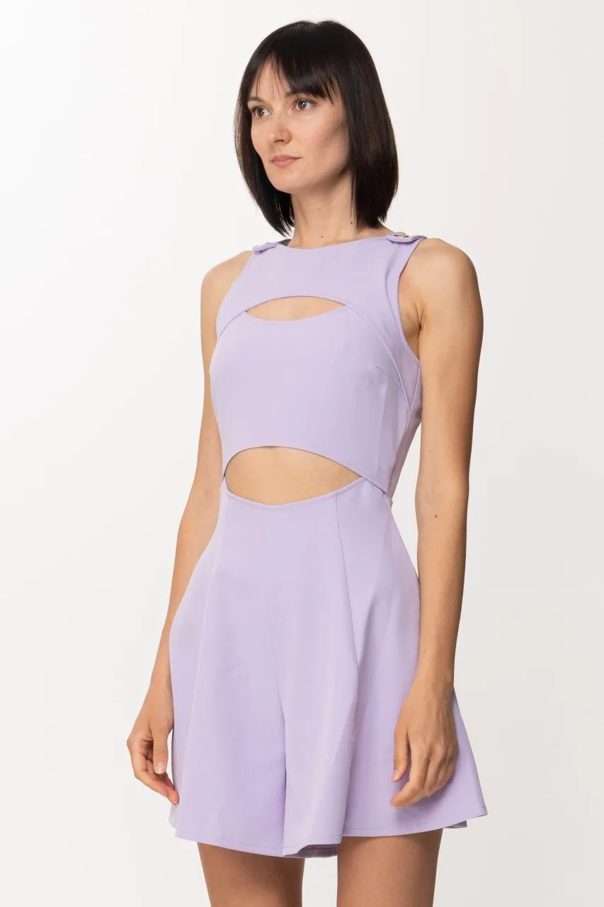 Tuta corta svasata con cut-out PASTEL LILIAC