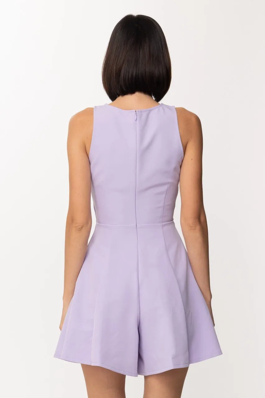 Tuta corta svasata con cut-out PASTEL LILIAC