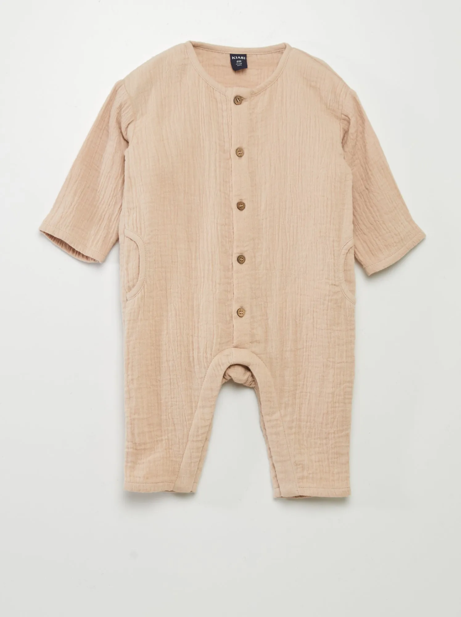 Tuta lunga in garza di cotone - BEIGE