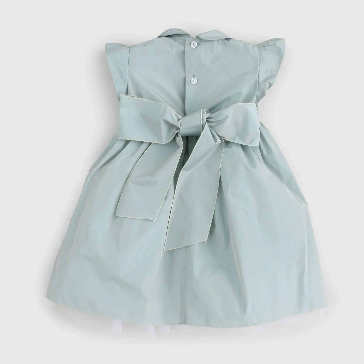 Vestito Verde In Cotone Taftà Per Bambine