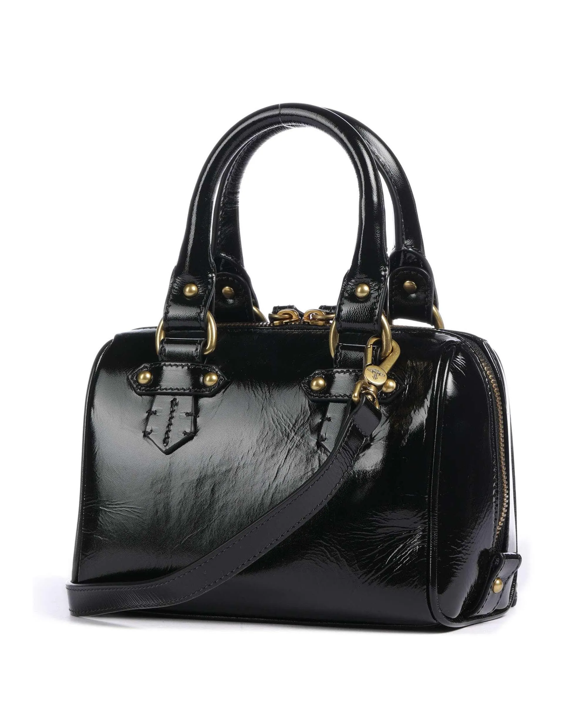  Vivienne Westwood Chelsea Shiny Small Borsa a tracolla pelle di pecora nero  