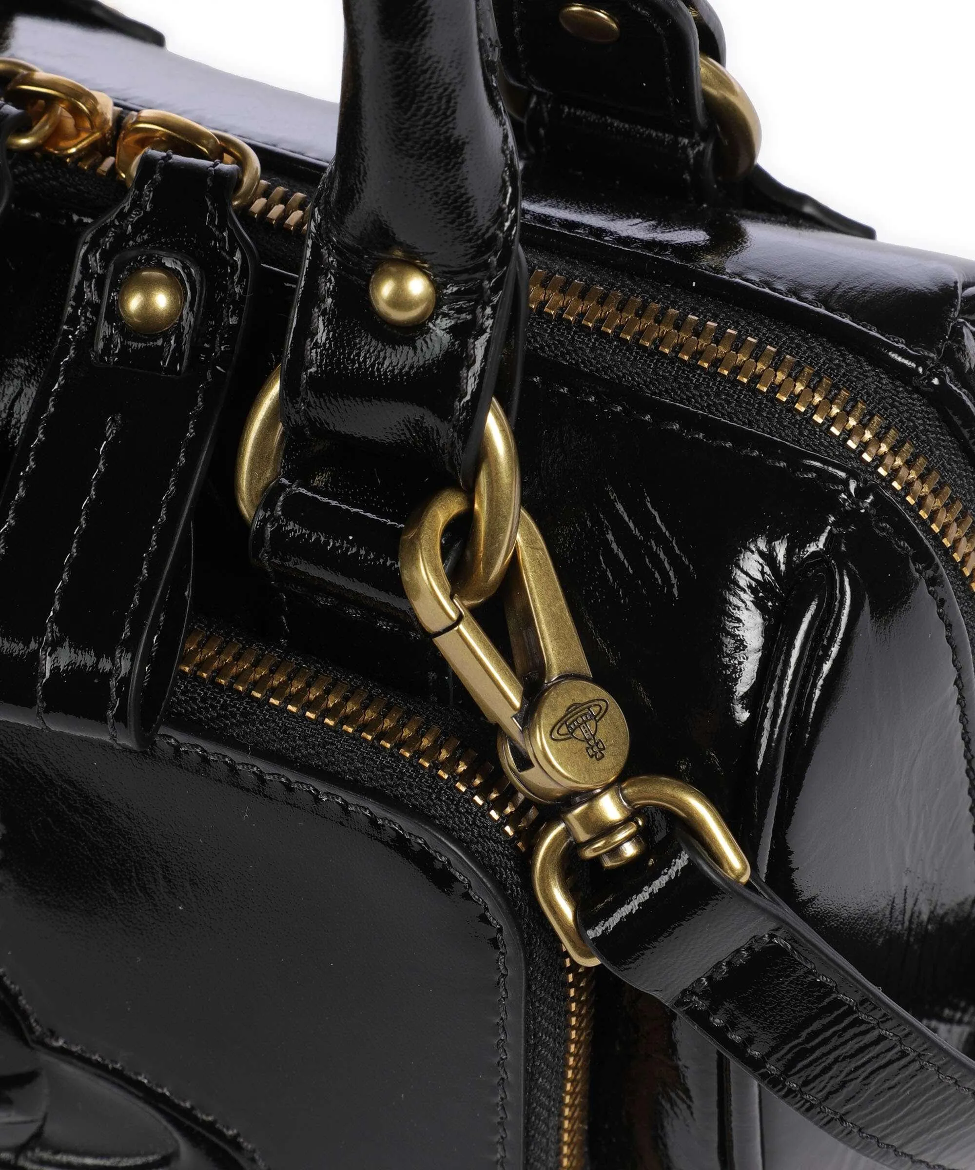  Vivienne Westwood Chelsea Shiny Small Borsa a tracolla pelle di pecora nero  