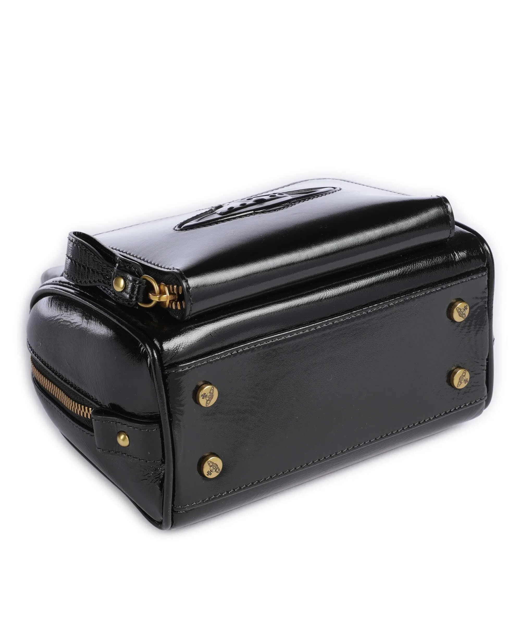  Vivienne Westwood Chelsea Shiny Small Borsa a tracolla pelle di pecora nero  
