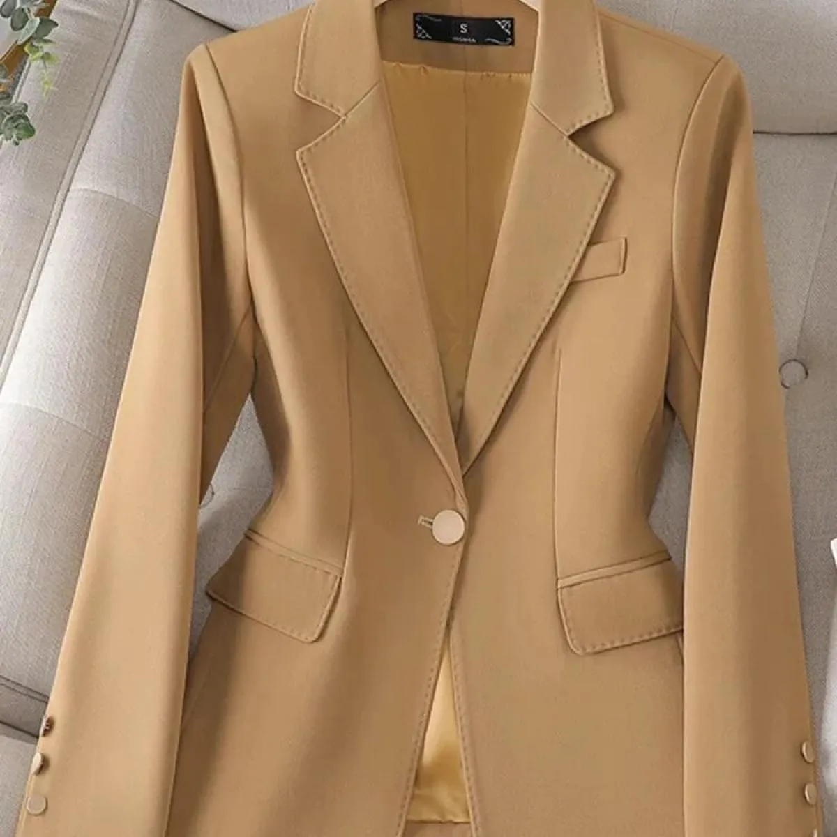 Xfpv Cappotto da donna casual di alta qualità kaki sottile temperamento bottone singolo cappotto moda nuovo inverno autunno 2023