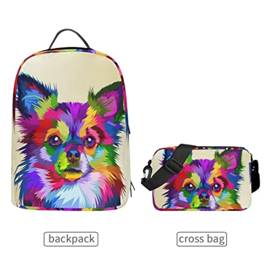 ZANHUGMI Zaino da trekking per cani Chihuahua in stile Pop Art con borsa a tracolla staccabile 144476356